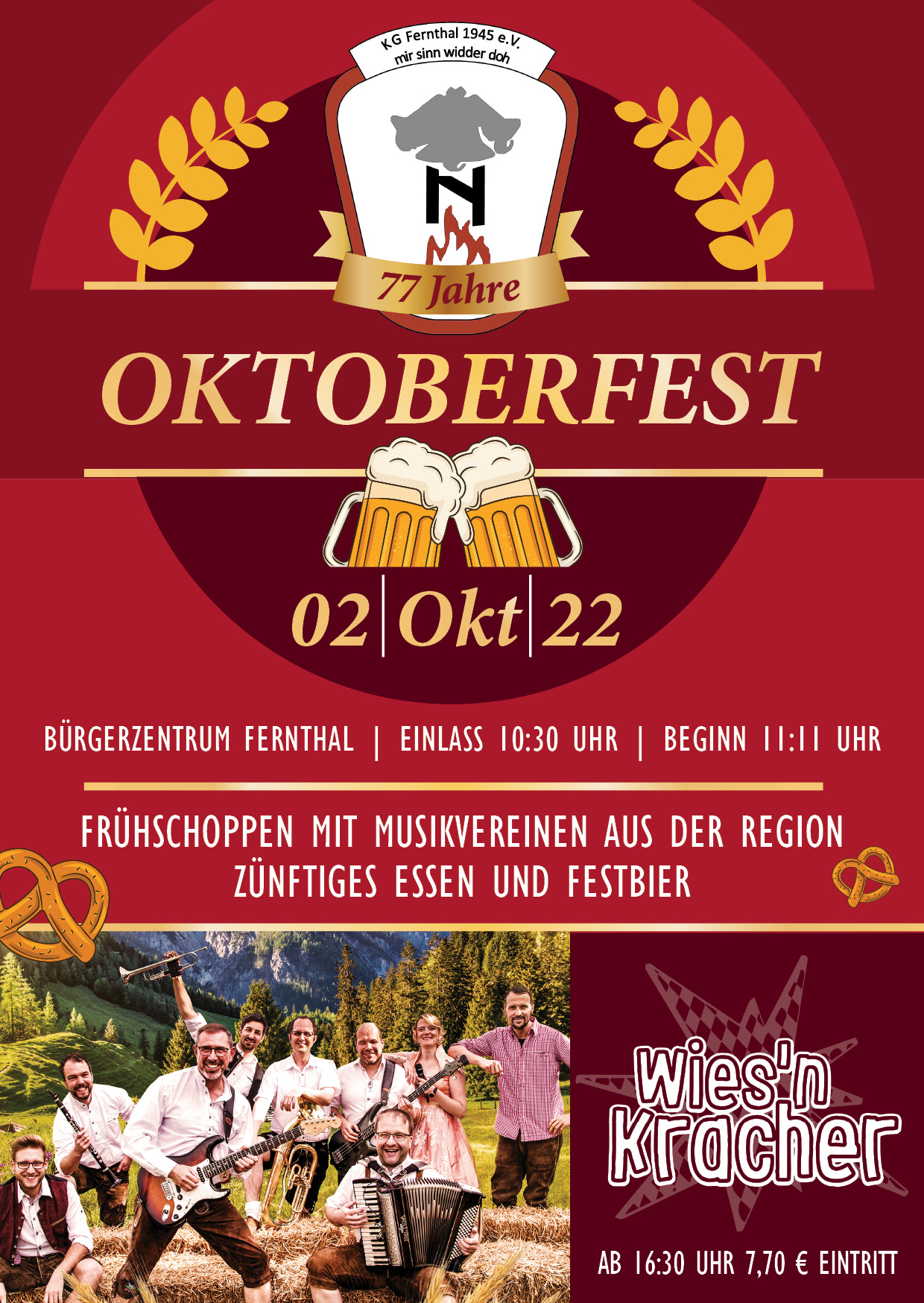 Großes Oktoberfest in Fernthal, anläßlich des 77.jährigen Bestehens unseres Vereins